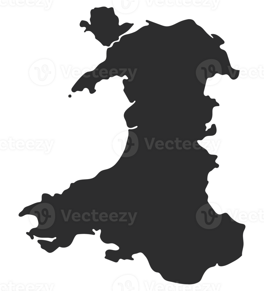 Wales map. Map of Wales in black color png