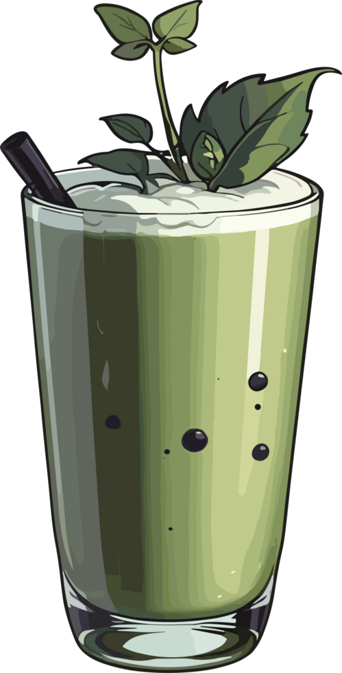 AI generated Matcha Drink in Glass Cup Image png