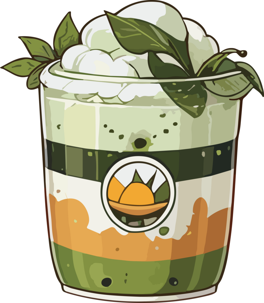 ai généré vert smoothies dans tasse dessin animé png