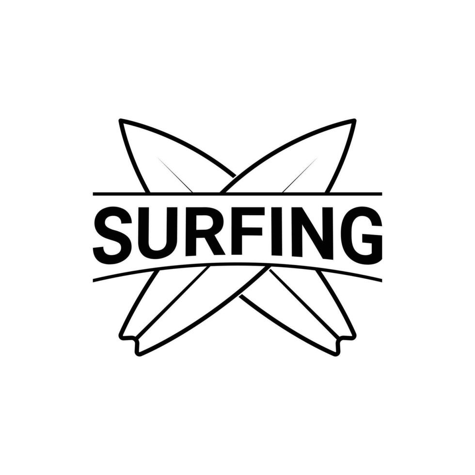Surfing line crossed logo design idea vector