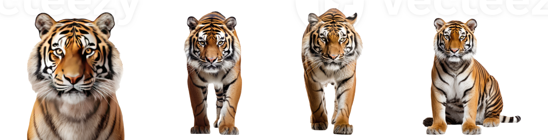 AI generated set of tigers png