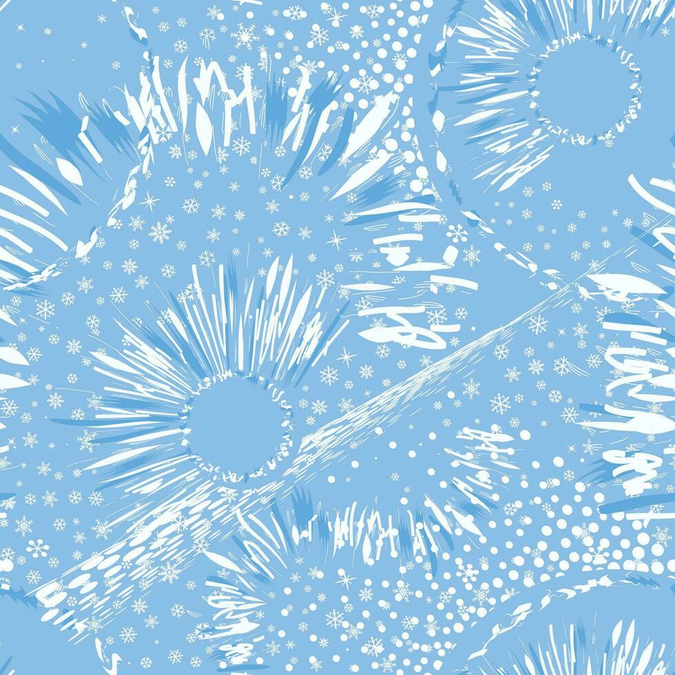 Artistic winter snow seamless pattern with lines and dots. Christmas holiday snowflakes backdrop with circles. Good for festive winter holiday fabric, textile, wallpaper or package background design vector