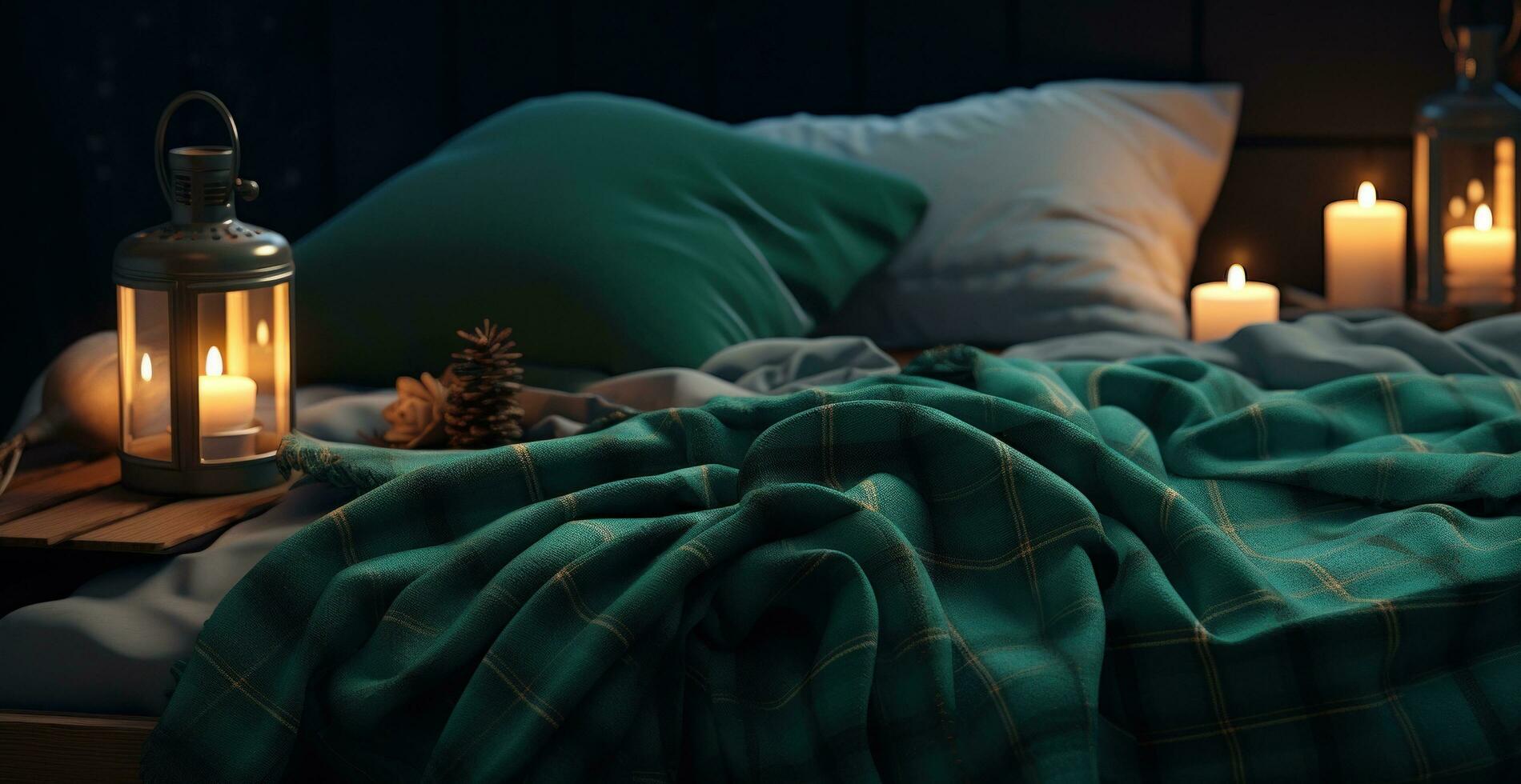 AI generated the use of soft blankets is most important for a romantic night in your bed photo