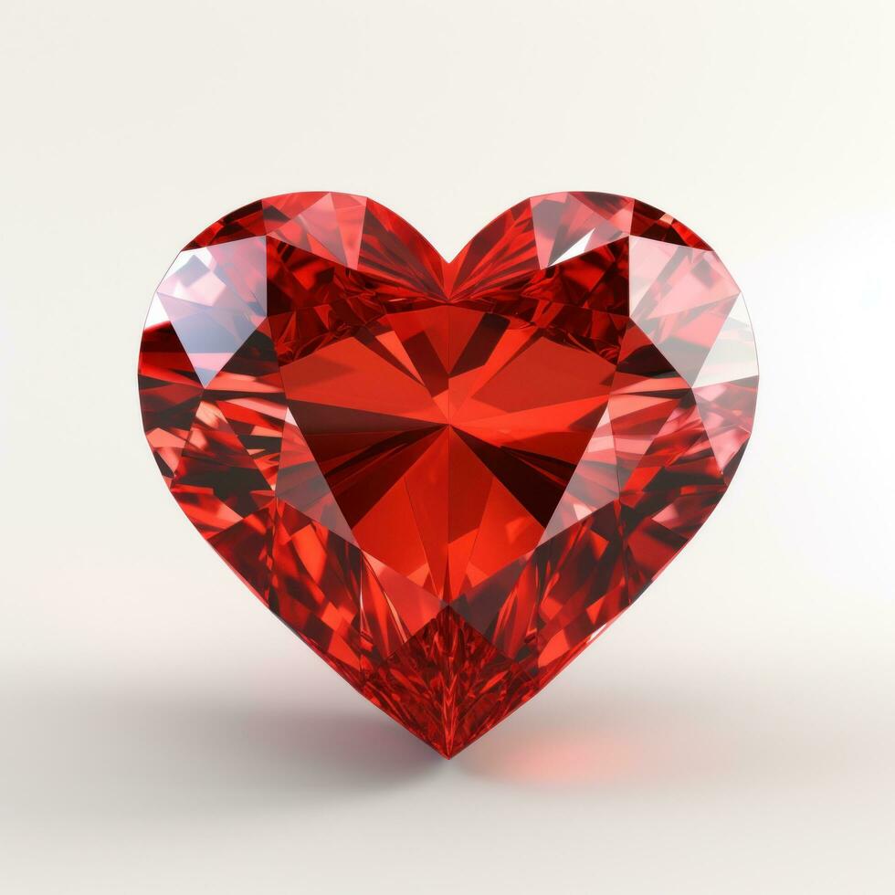 AI generated the heart shaped red diamond on a white photo