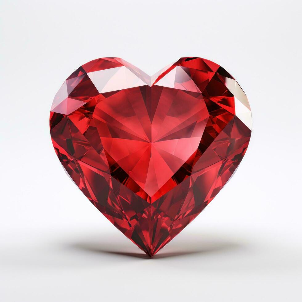 AI generated the heart shaped red diamond on a white photo