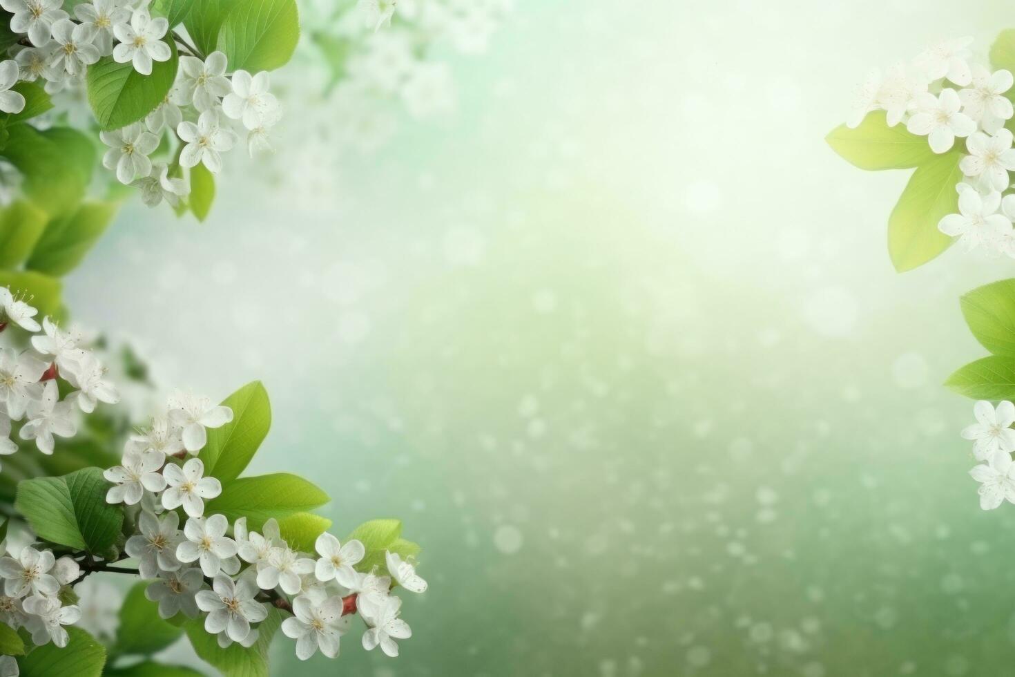 AI generated spring is a magic season. beautiful photorealistic wallpaper with copy space for text photo