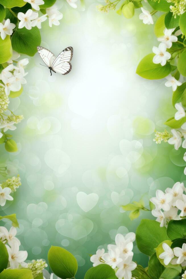 AI generated spring is a magic season. beautiful photorealistic wallpaper with copy space for text photo