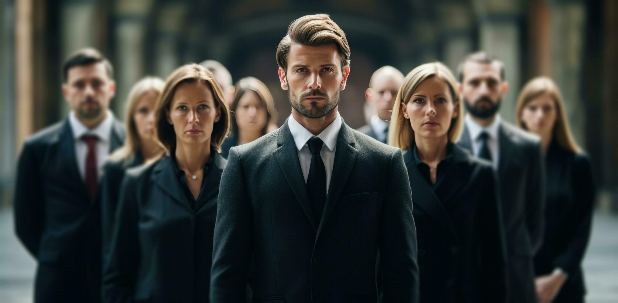 AI generated several business people standing in line photo