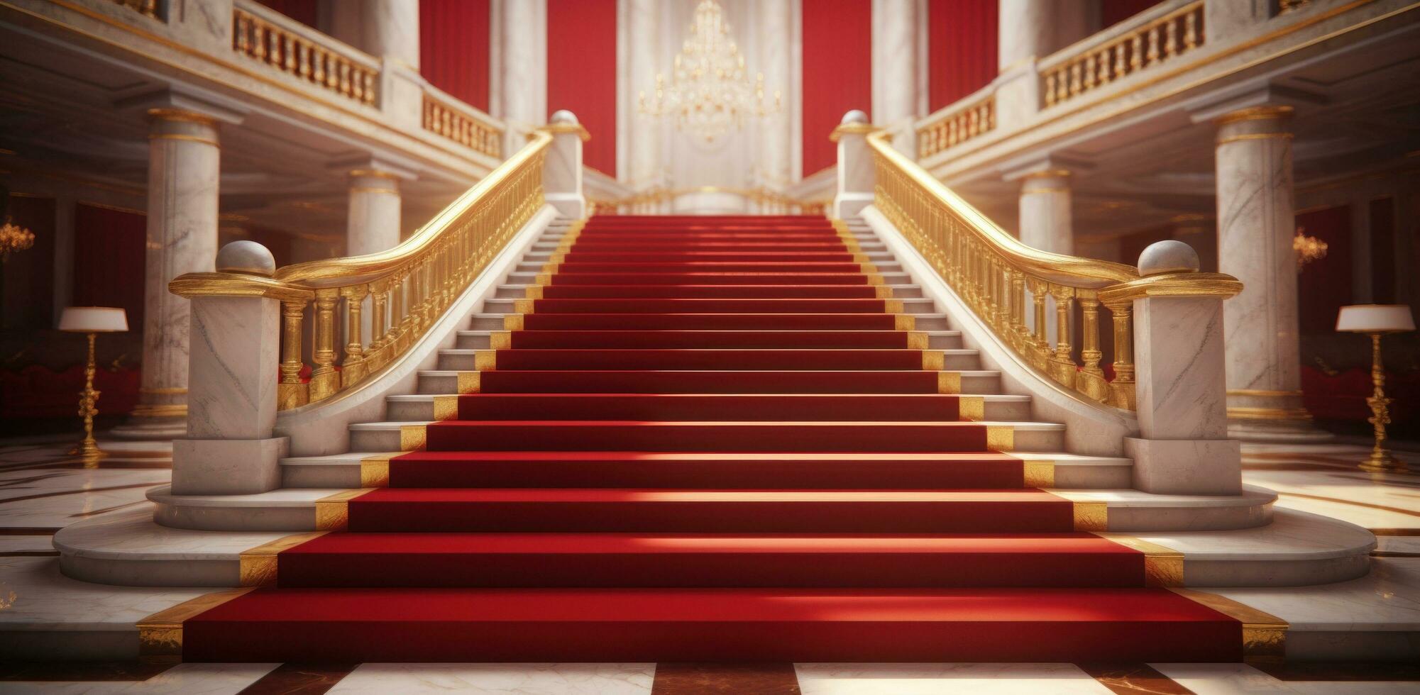 AI generated golden railing and red carpet photo