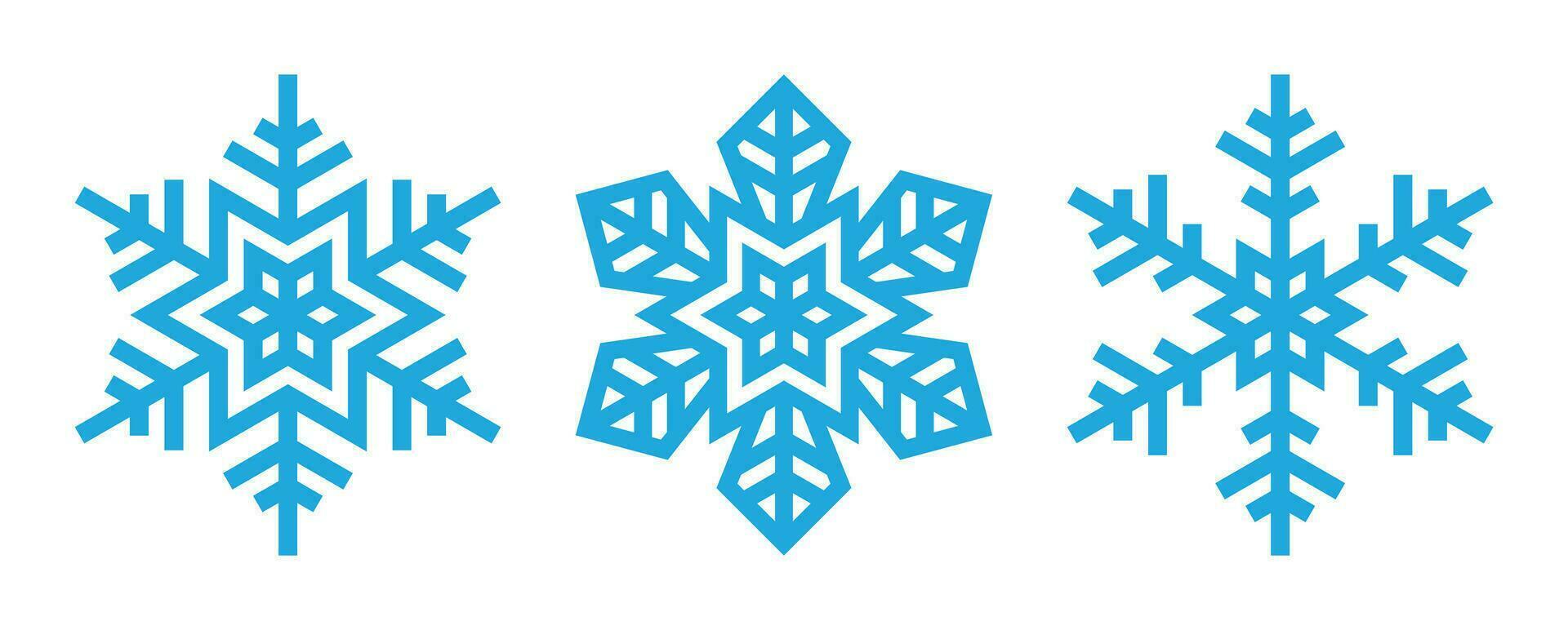Set of Simple Light Blue Snowflakes Shape vector