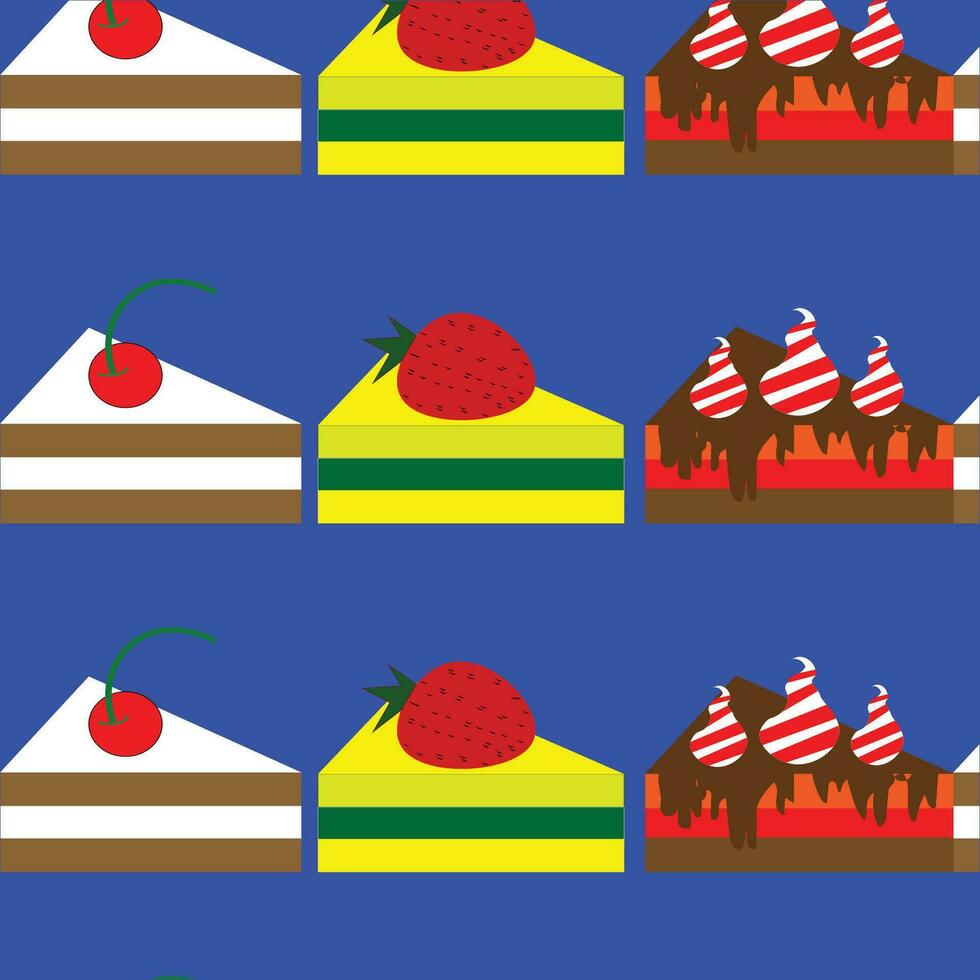 A set of tasty sweet little cake slices vector