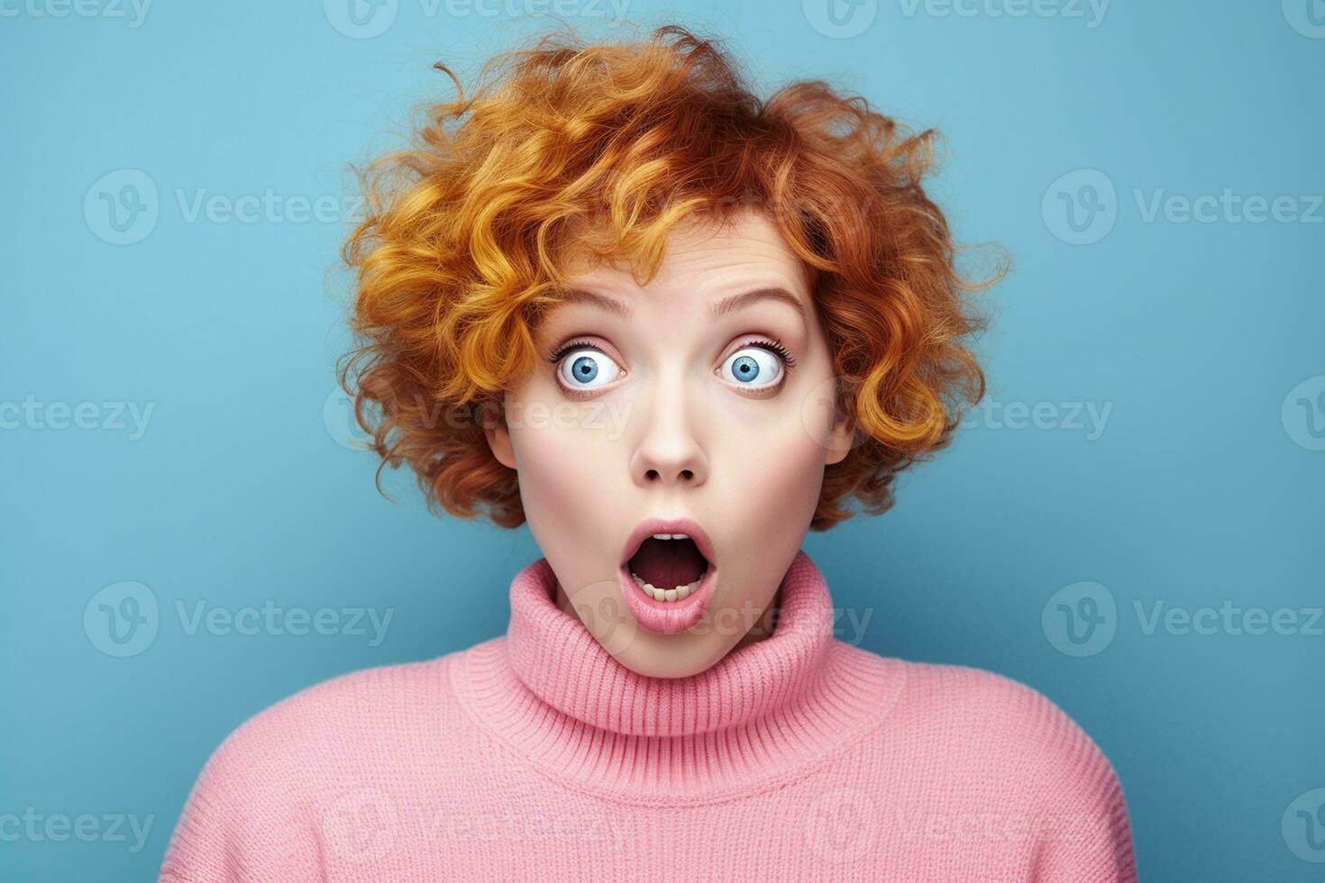 AI generated Portrait of a Happy and Surprised Girl. photo