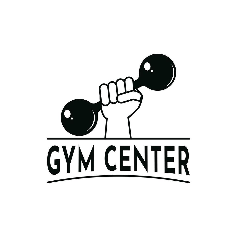 gimnasio deporte centrar logo diseño idea con barra con pesas vector