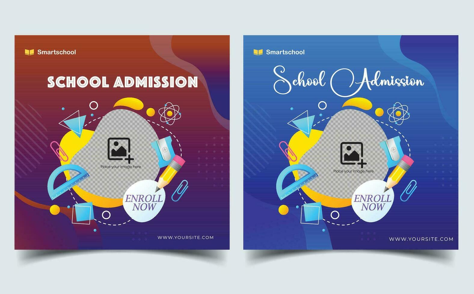 Kids school education admission timeline cover layout and web banner, School admission social media post banner design. back to school social media post banner design set. template, vector