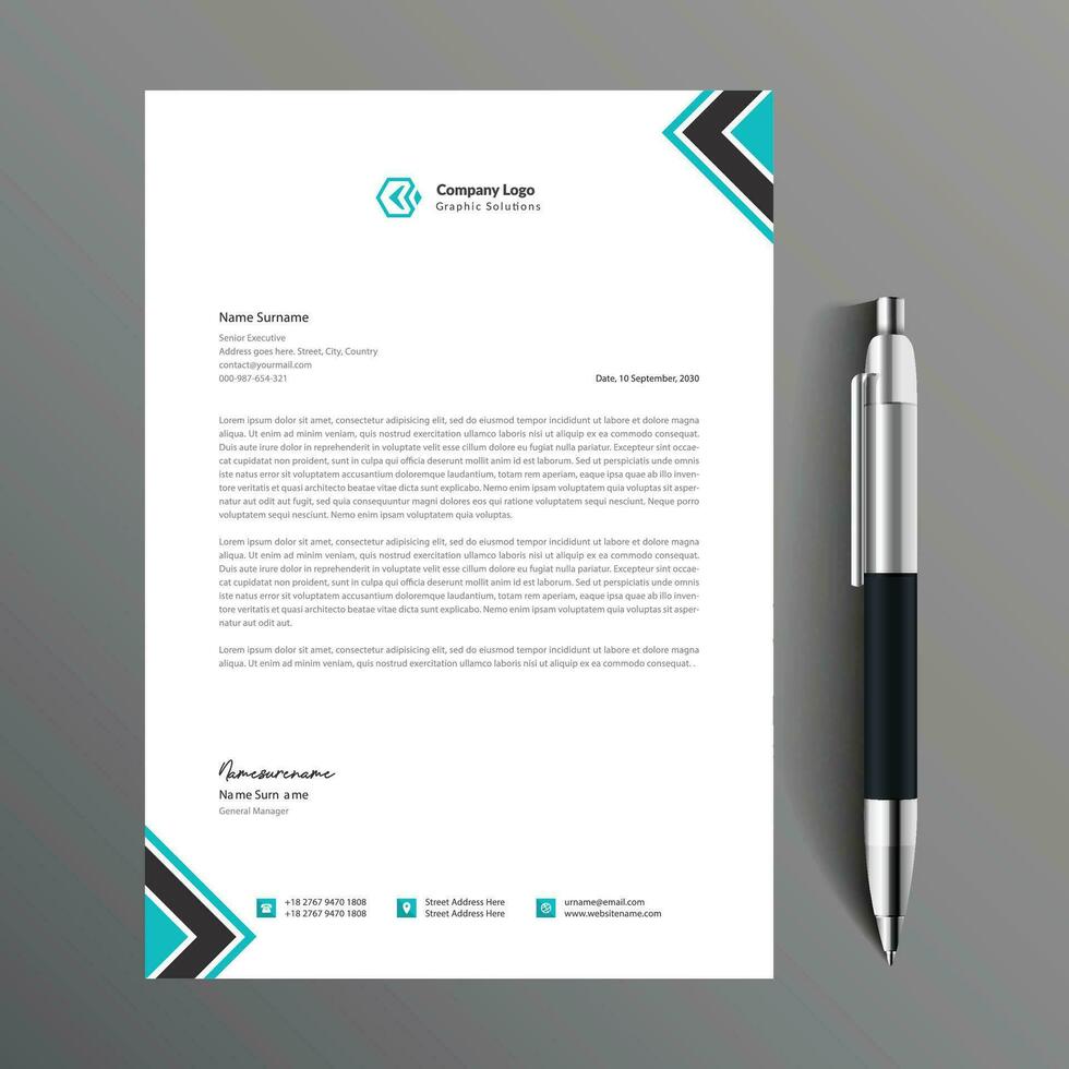 modern business letterhead in abstract design, Minimalist concept business style letterhead template design. vector