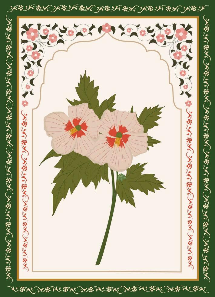 Mughal Traditional colourful arch gate vector pattern, seamless Indian mughal flower motif, Beautiful Mughal Border With Supporting Borders For Digital Prints,