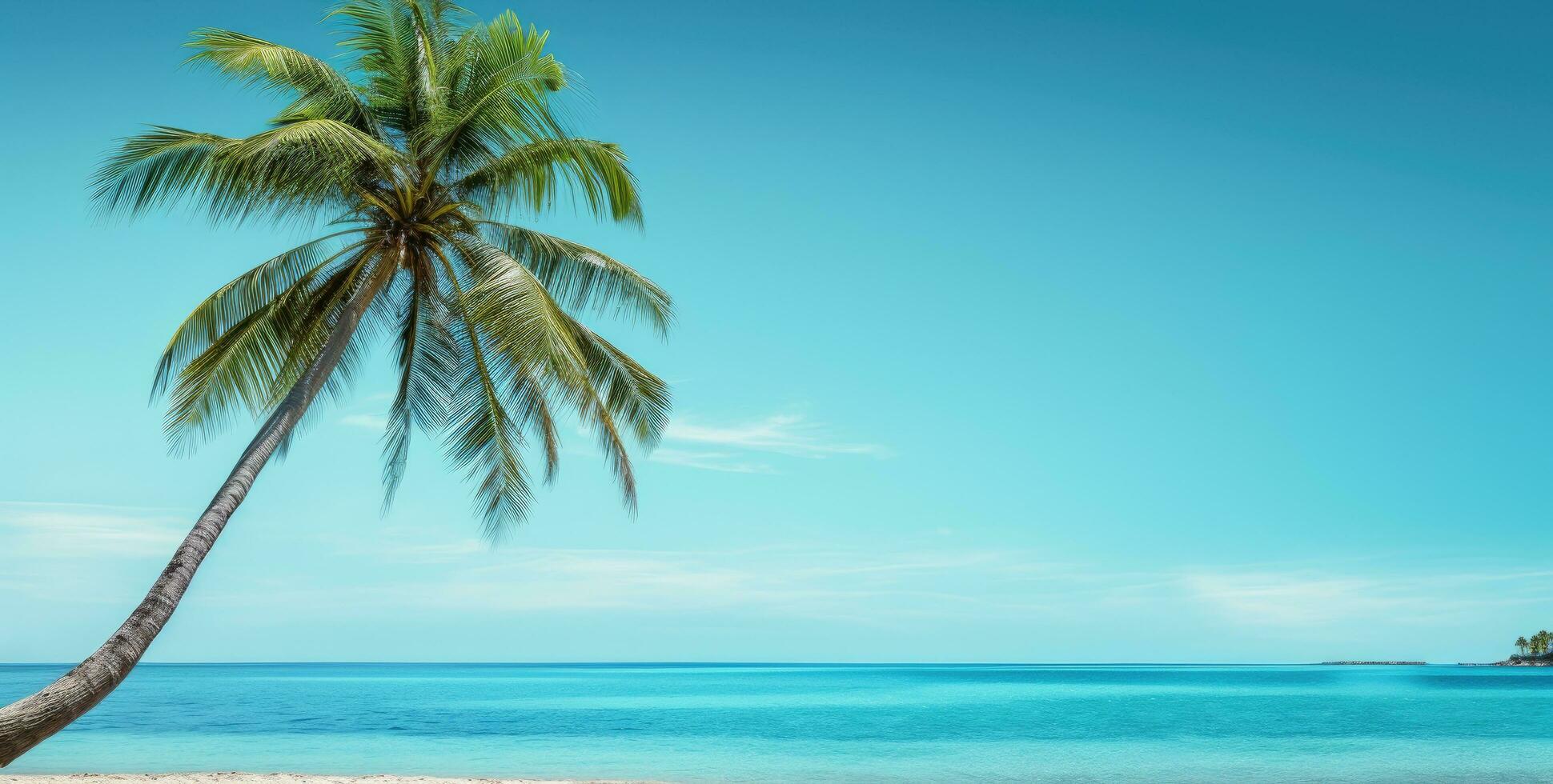 ai generado un palma árbol a el playa playa foto