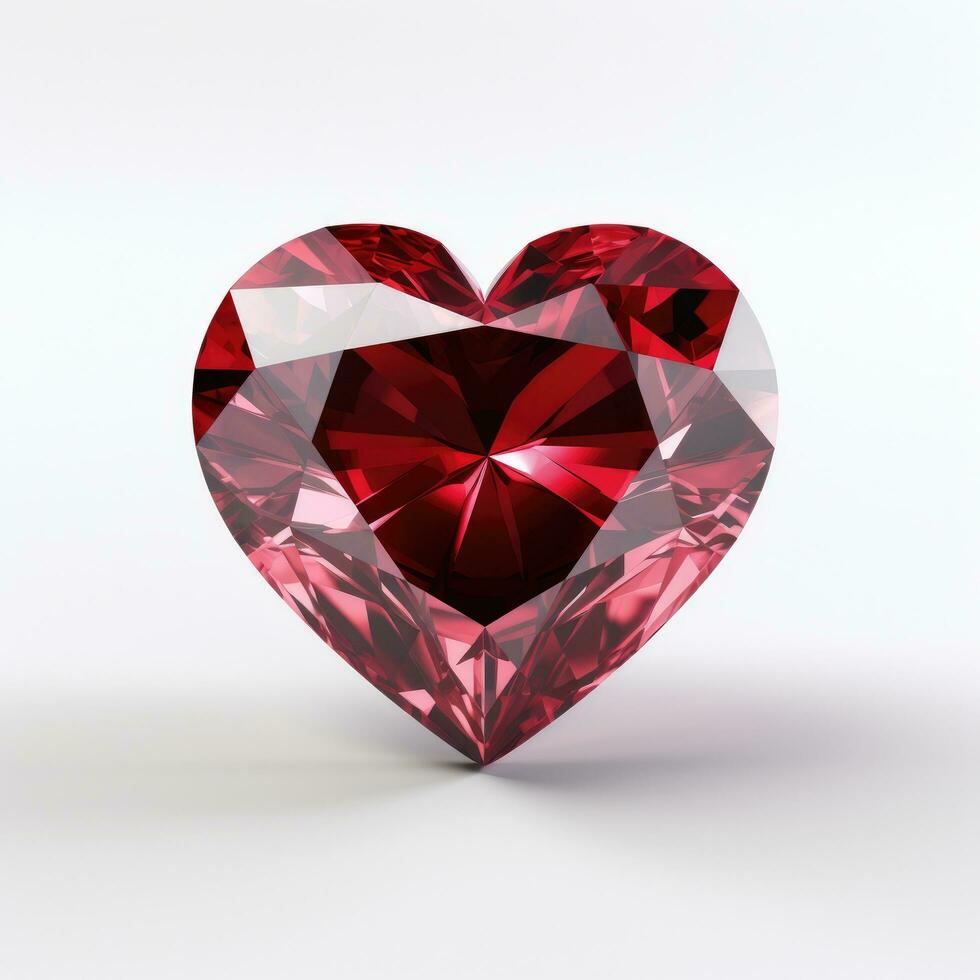 AI generated a heart shaped ruby diamond on a white background photo