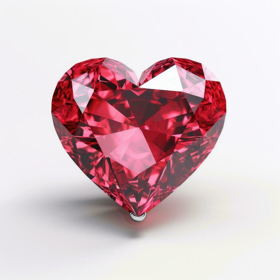 AI generated a heart shaped ruby diamond on a white background photo