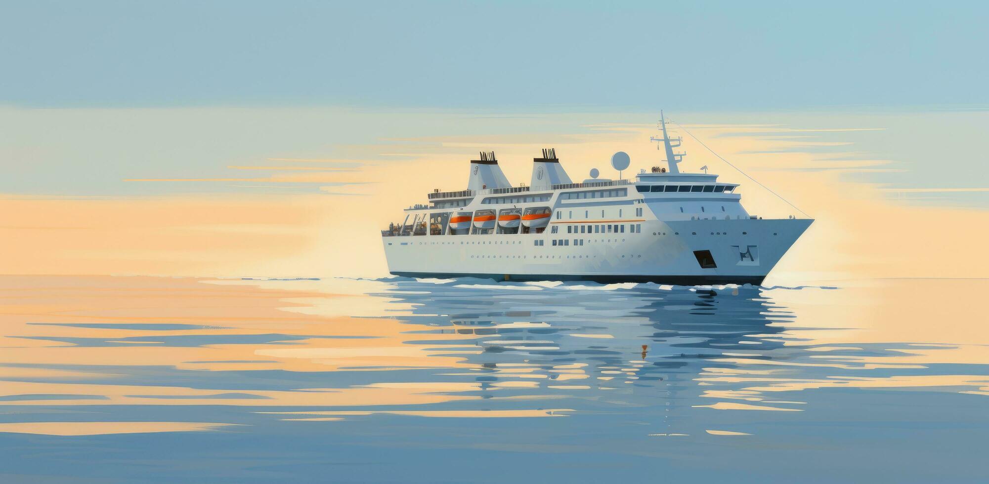 AI generated a cruise ship traveling through calm waters photo
