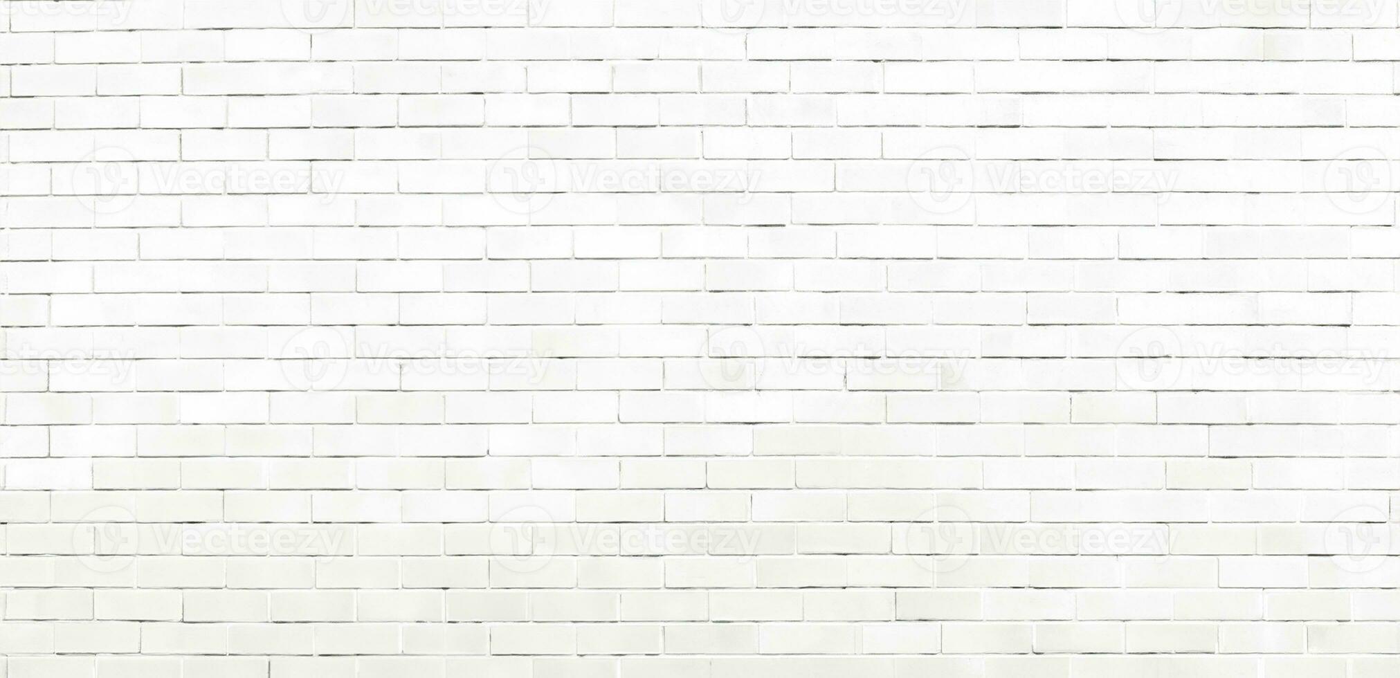Panorama white brick wall texture and background photo