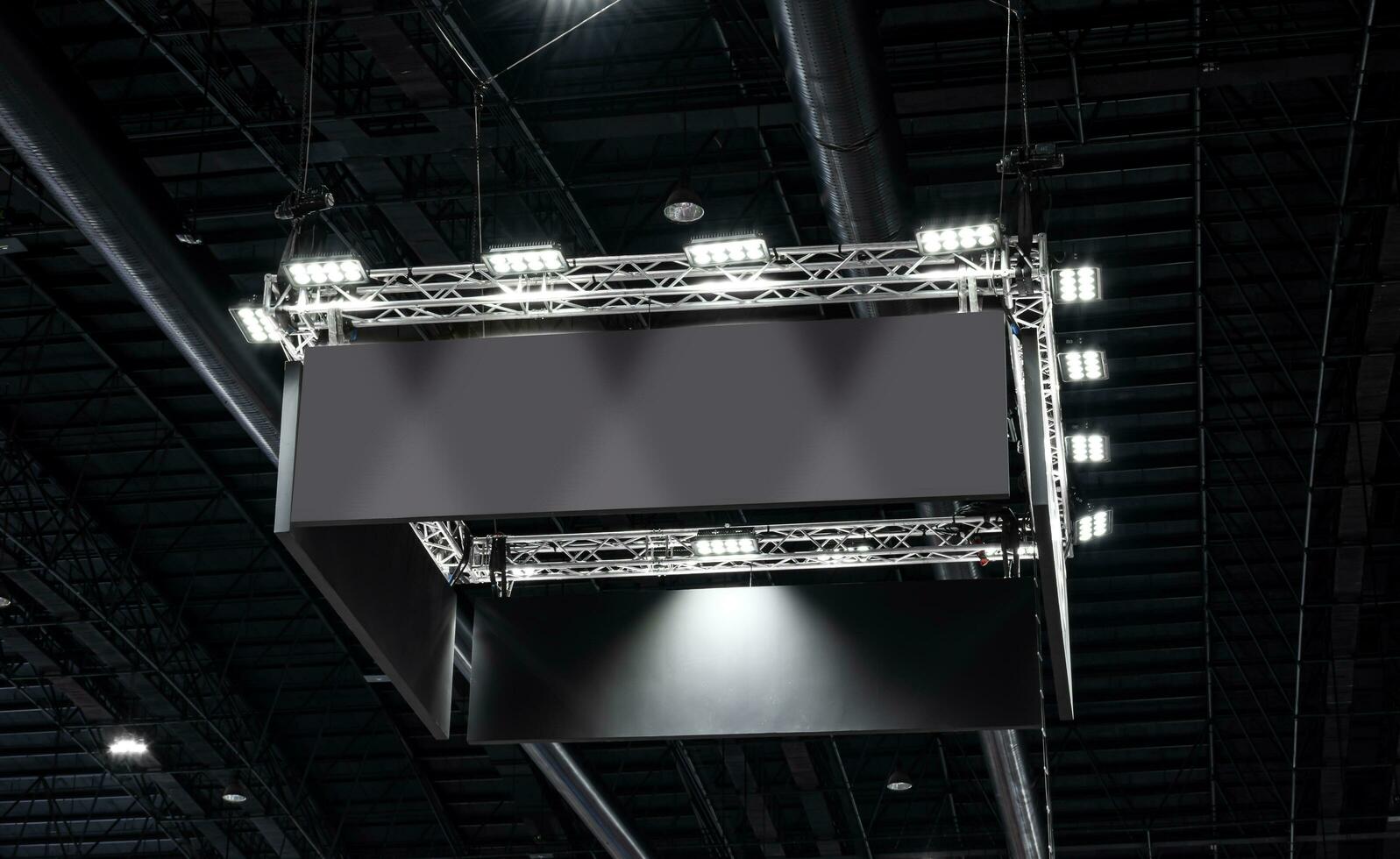 Hanging black indoor billboard with clipping path for mock up photo