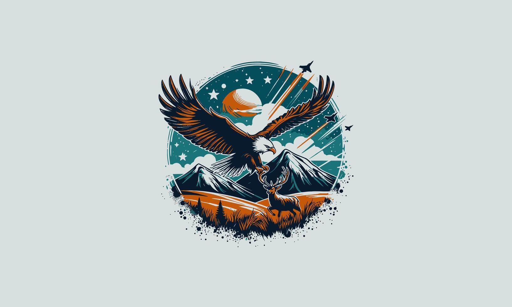 flying eagle in mountain vector illustration artwork design