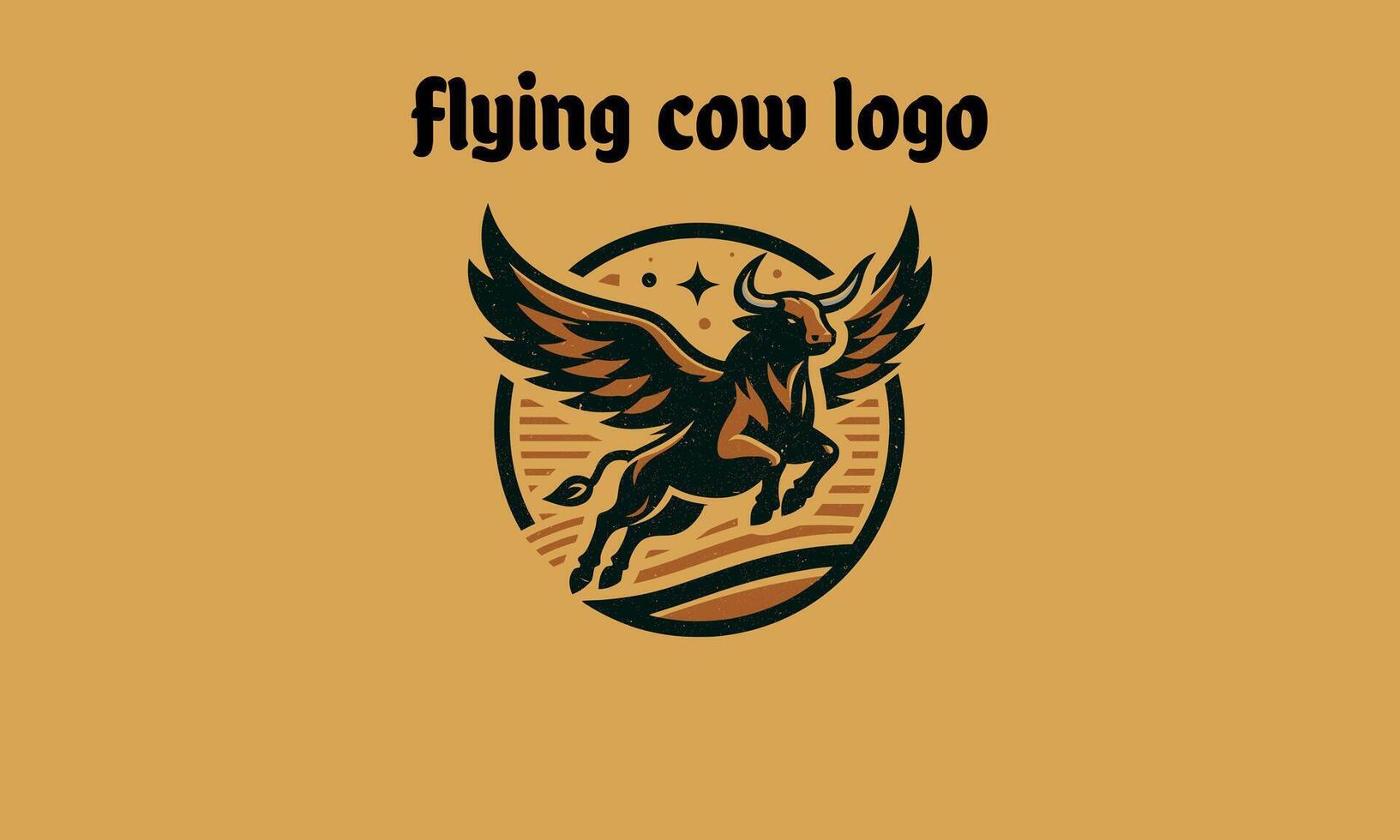 logo design of flying cow vector flat design