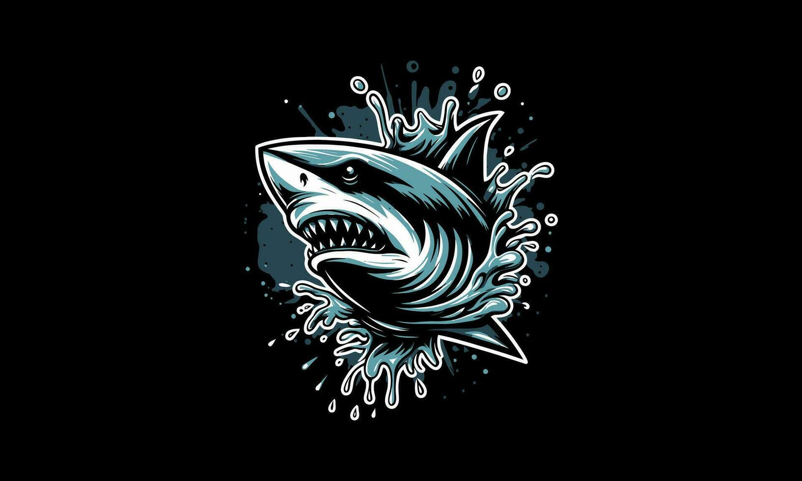 head shark angry vector illustration artwork design