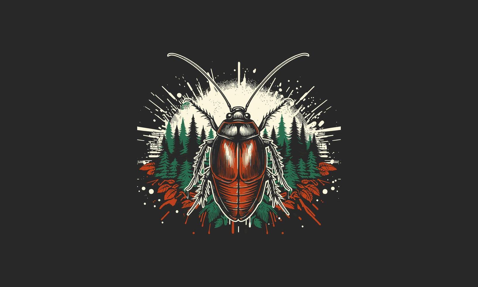 cockroach on forest vector flat design