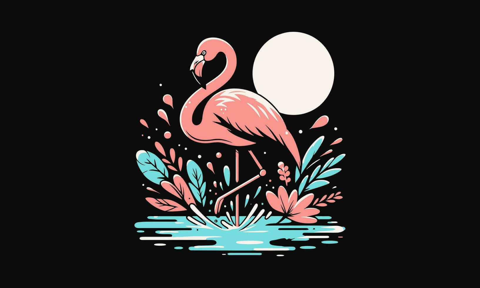 flamingo pink vector illustration flat design