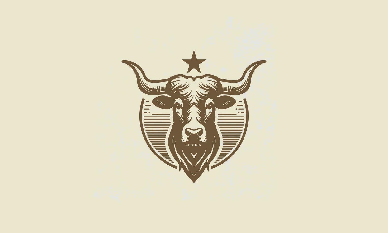 cabeza vaca largo cuerno vector ilustración plano diseño logo