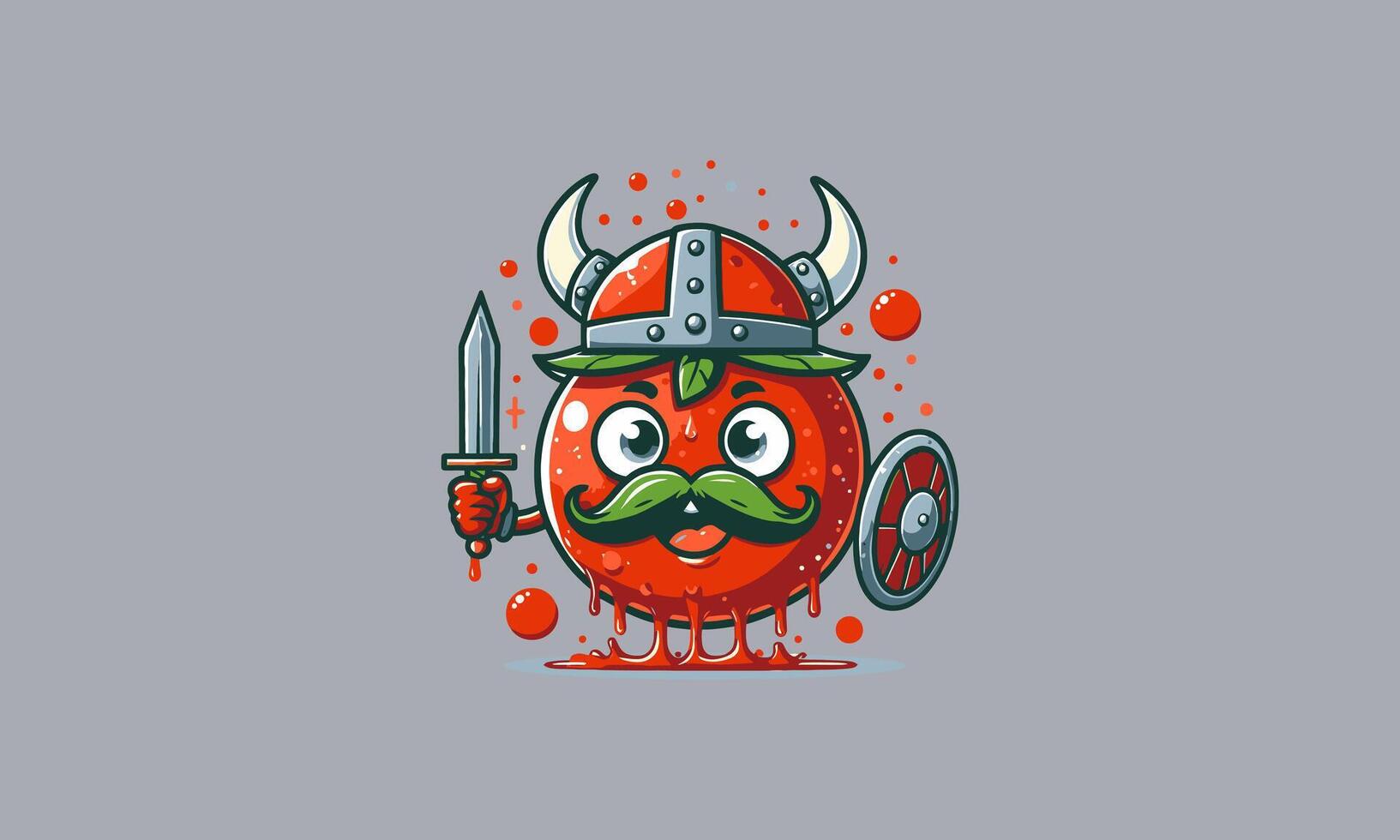 cartoon tomato wearing viking hat vector flat design