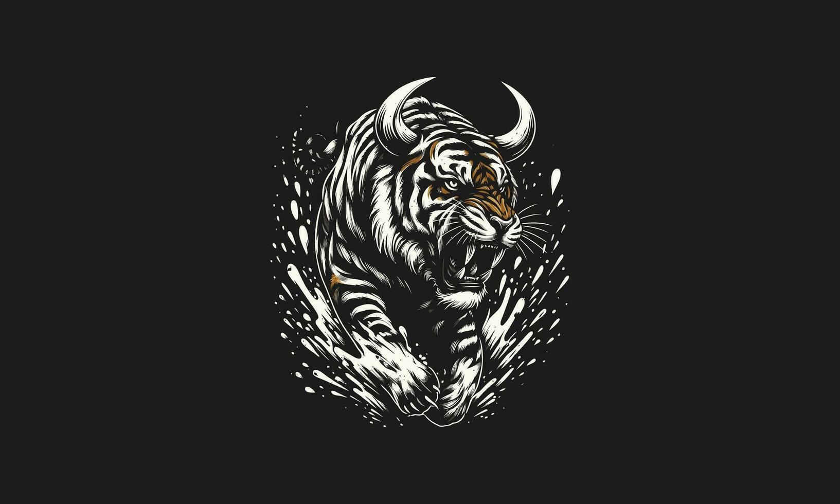 tiger angry vector illustration flat design