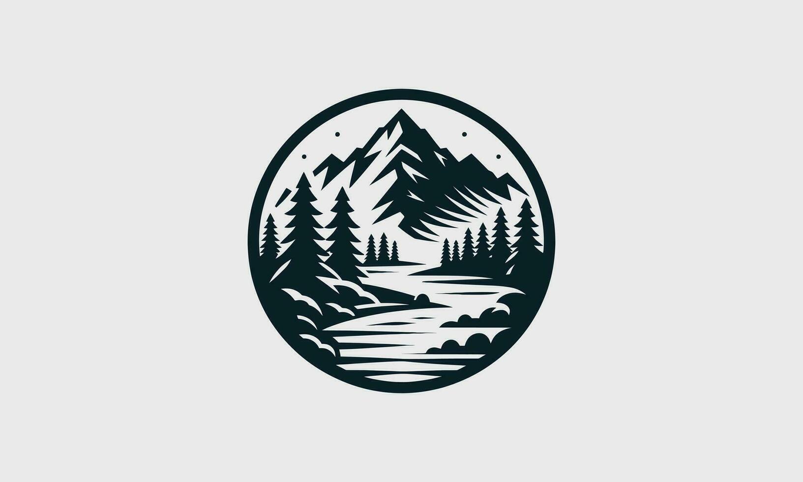 mountain on forest vector illustration flat design