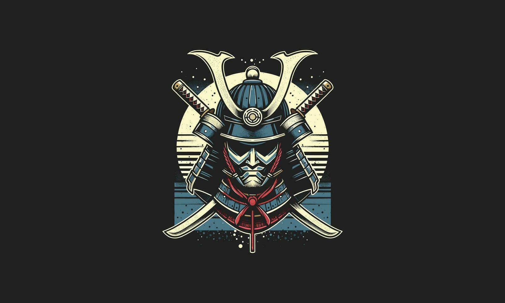 samurai and with katana mountain background vector flat design