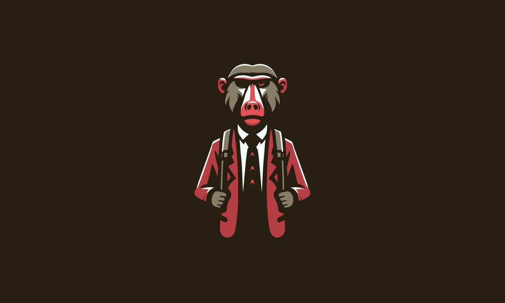 baboon wearing backpack vector mascot design