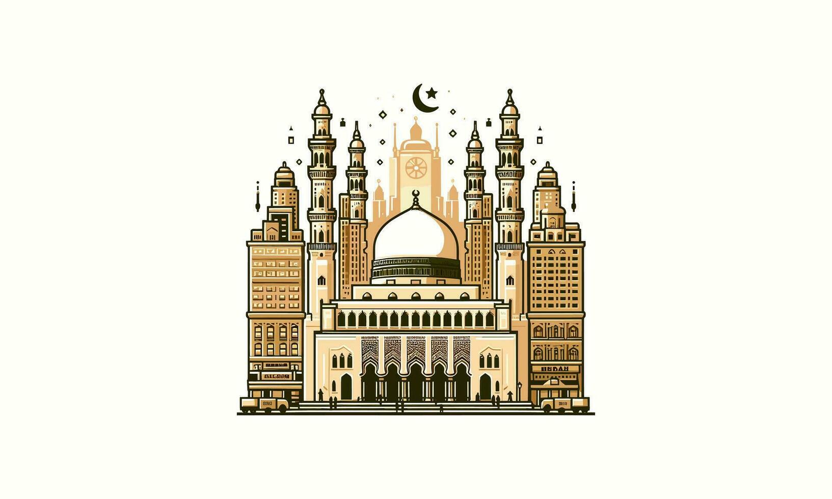 mosque on medina vector illustration flat design