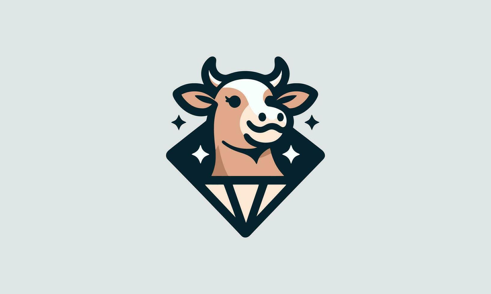 head cow and diamond vector logo design