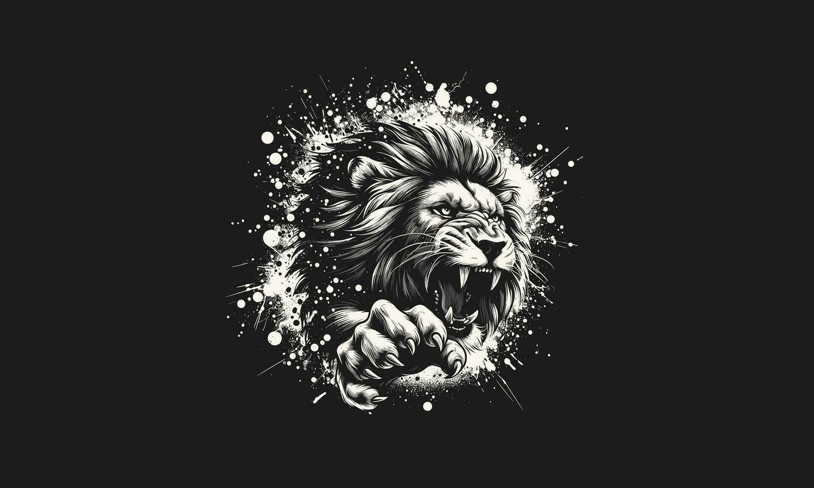 lion angry and splash background vector flat design