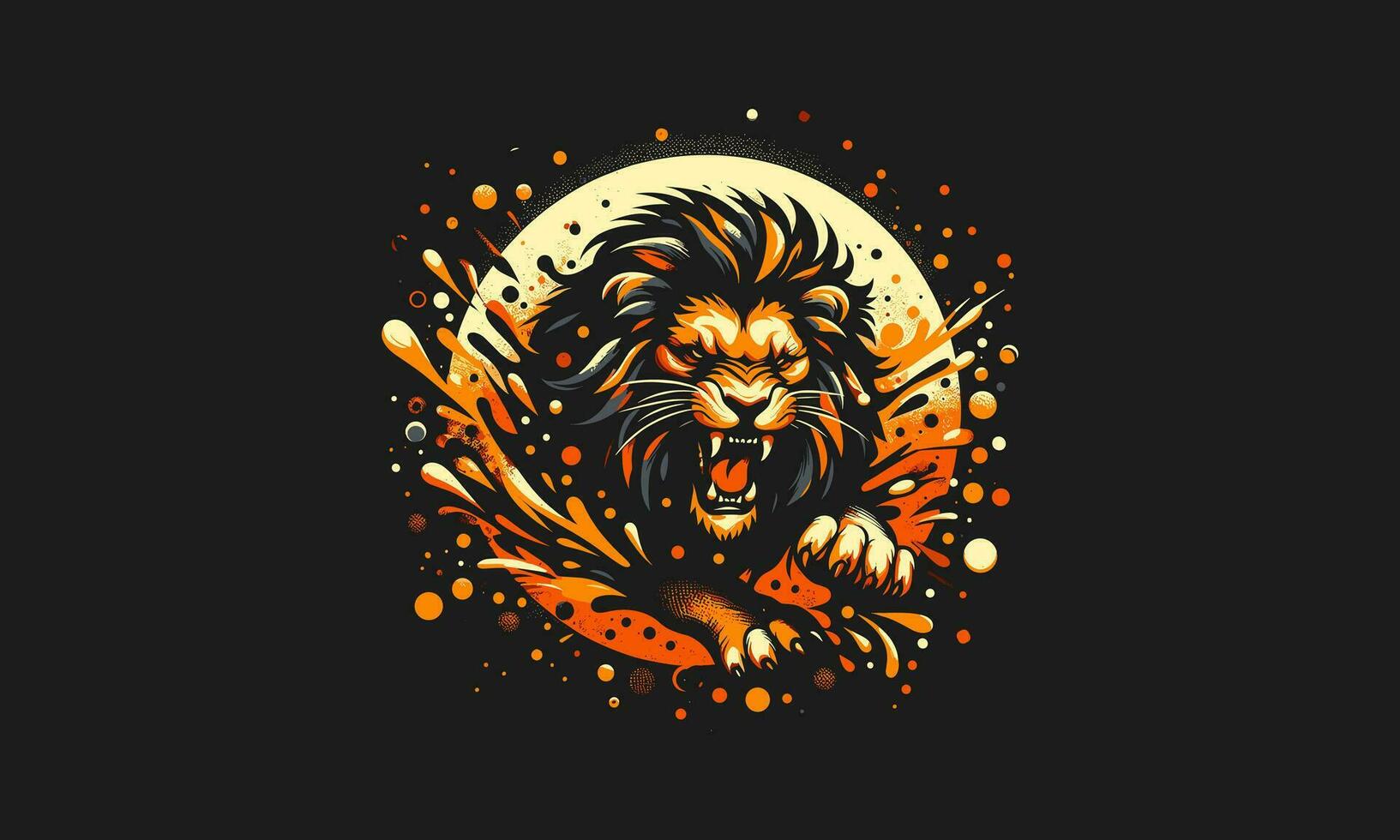 lion angry and splash background vector flat design