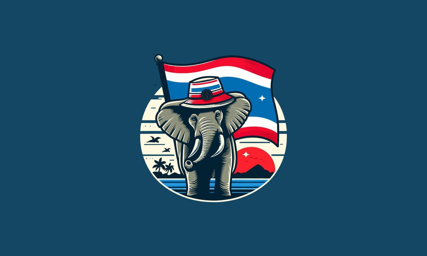 elephant with thailand flag vector mascot design