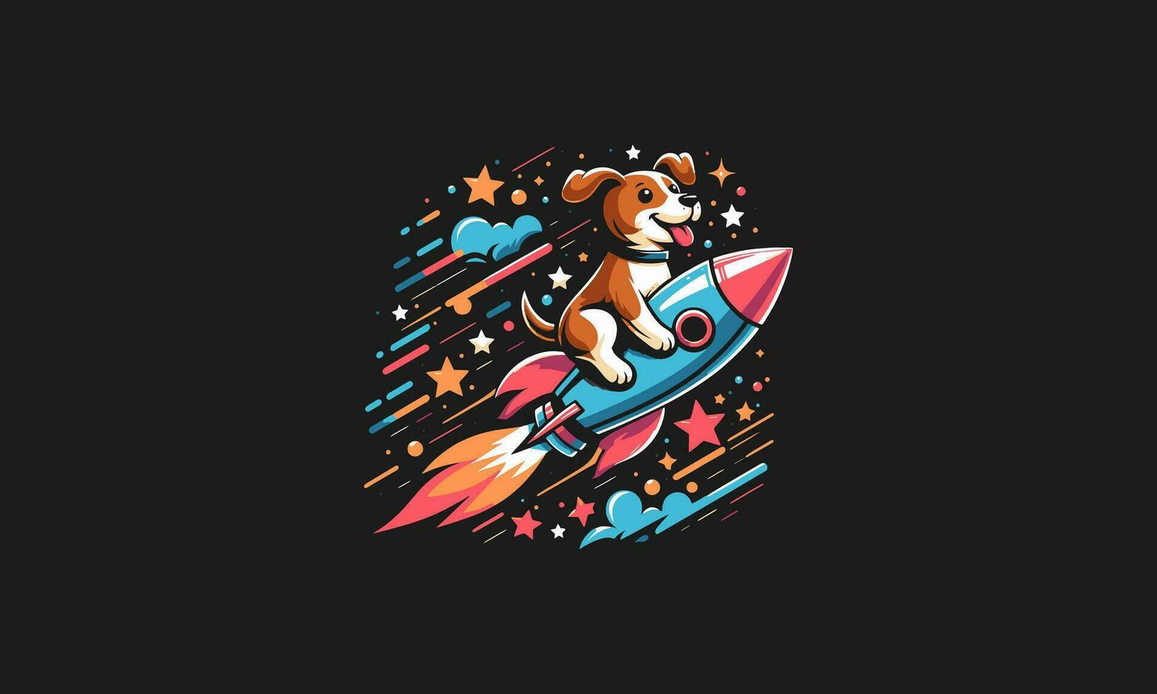 dog riding rocket vector illustration artwork design