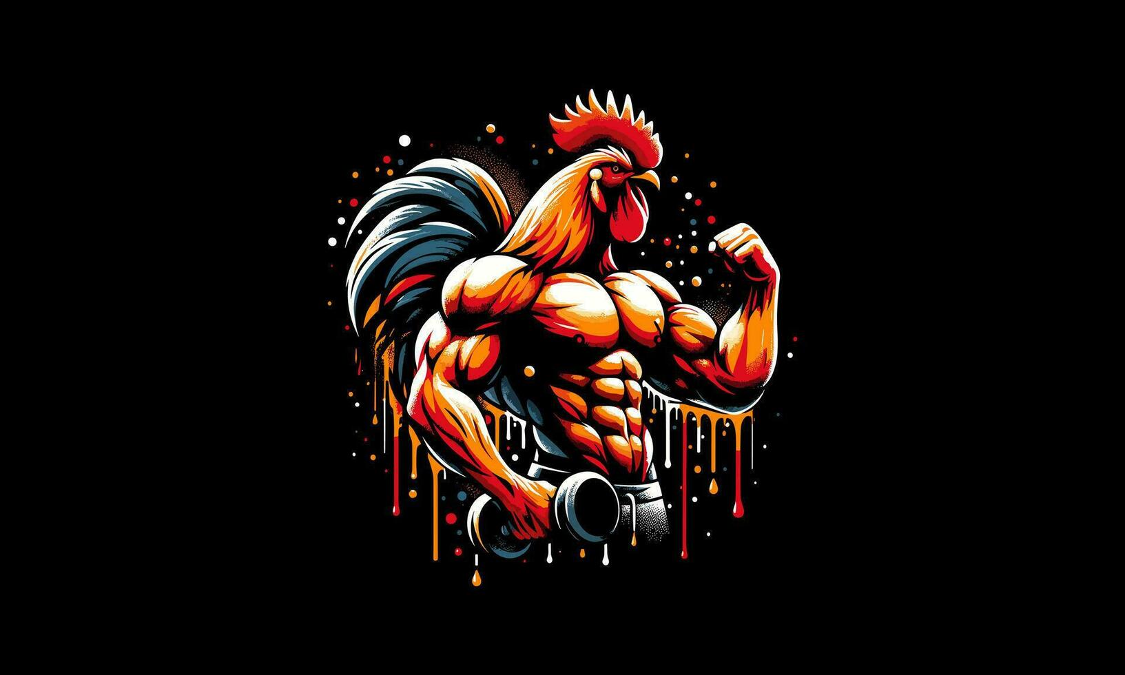 rooster gym vector splash flat design