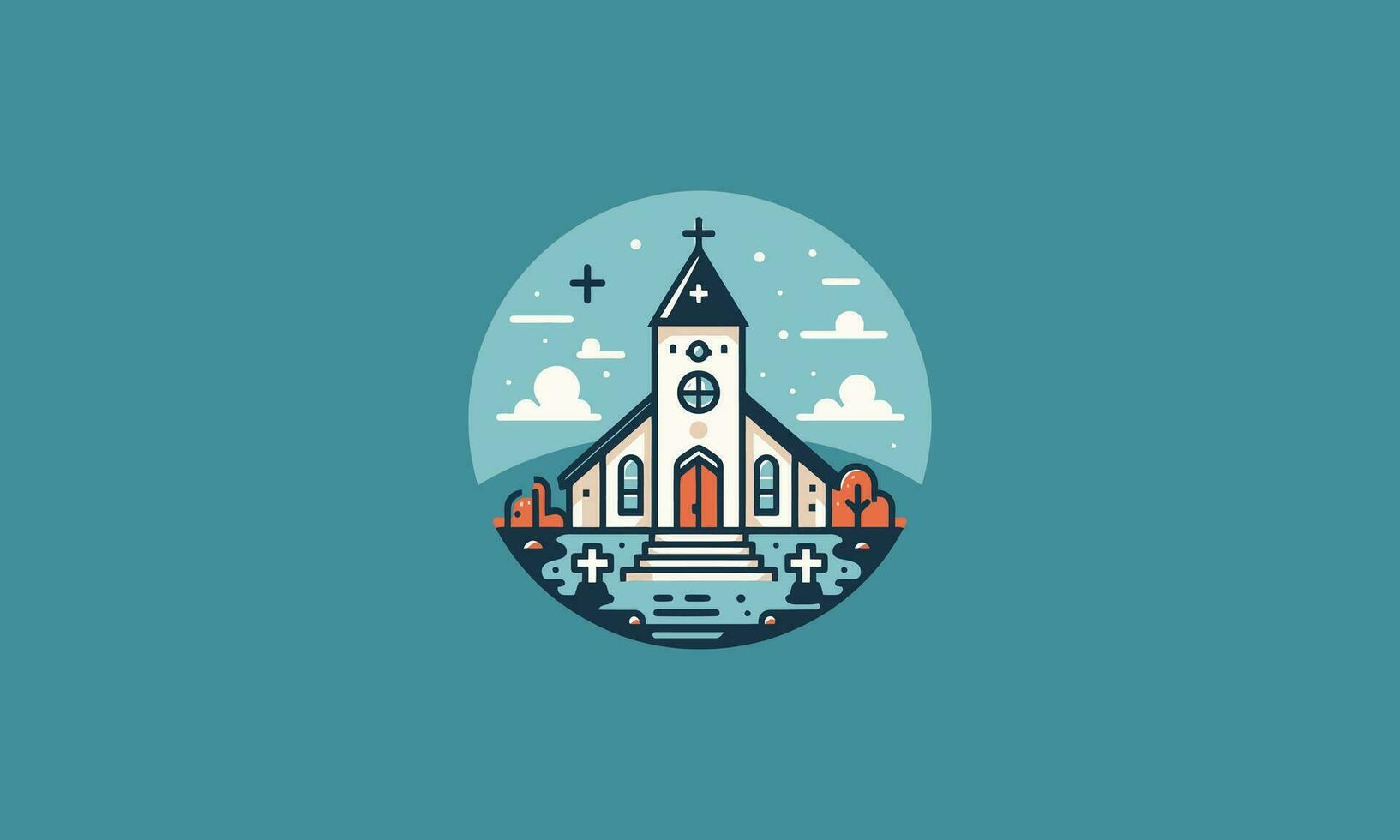 church beautiful vector illustration flat design