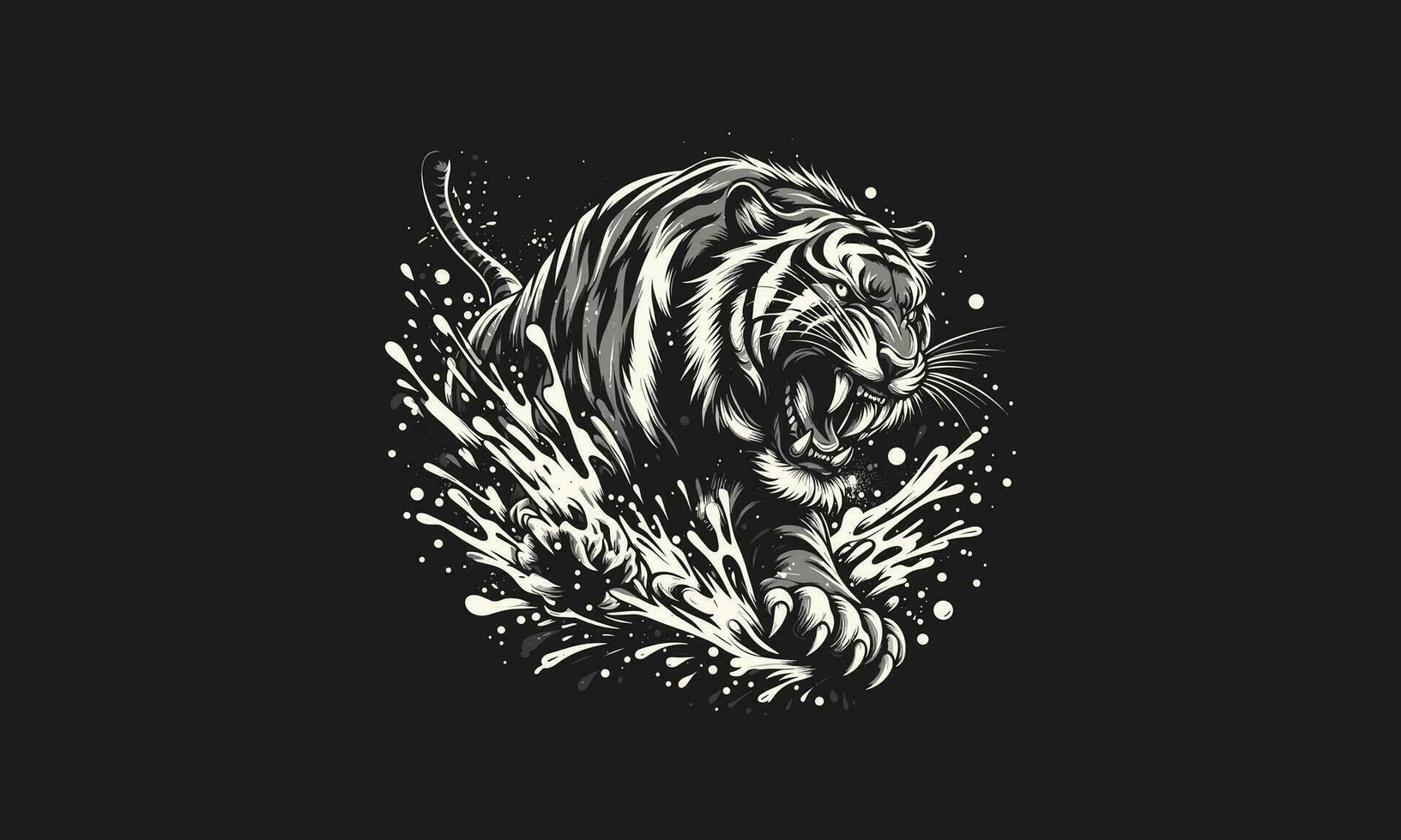 Tigre enojado con chapoteo antecedentes vector obra de arte diseño