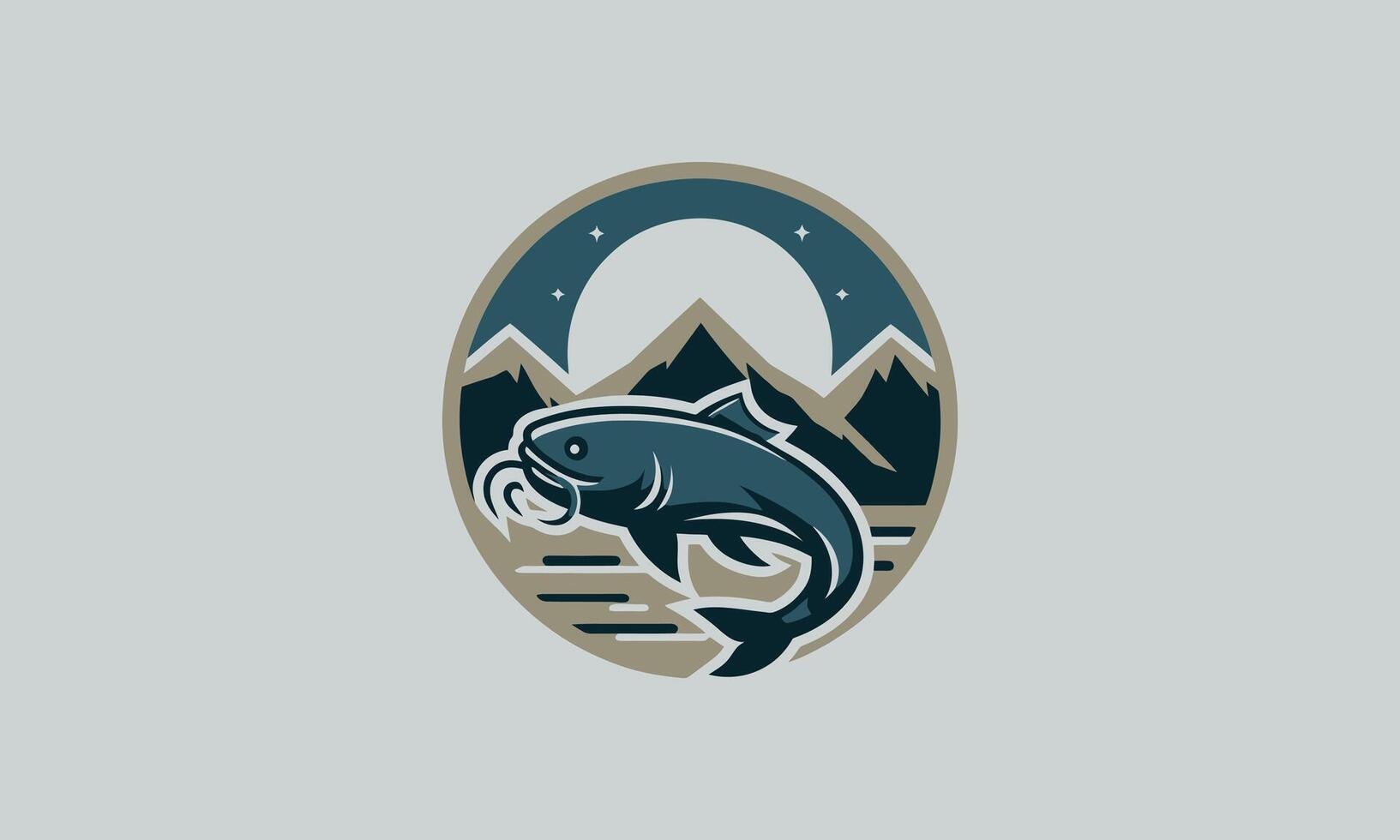 catfish on mountain vector illustration flat design