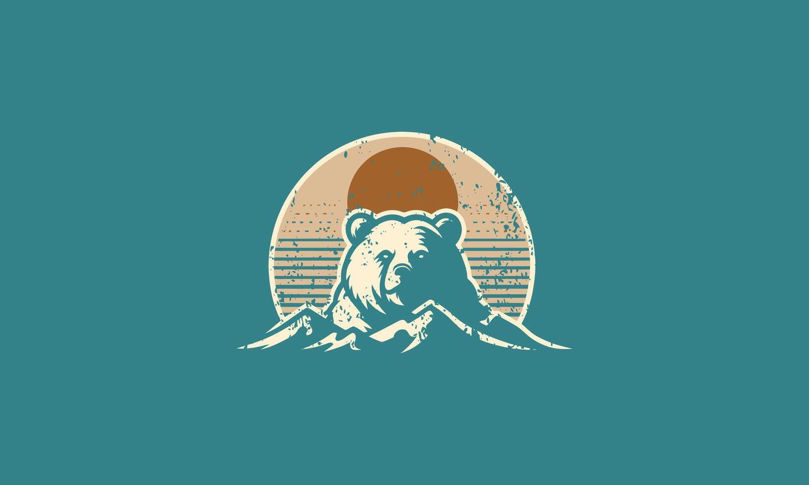 head bear on mountain vector flat design