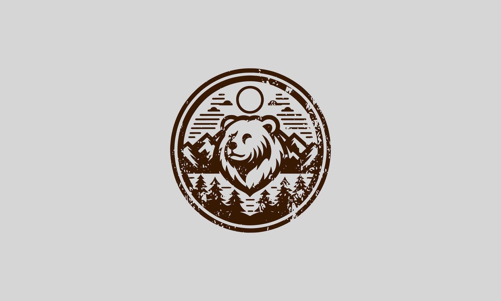 head bear on mountain vector flat design