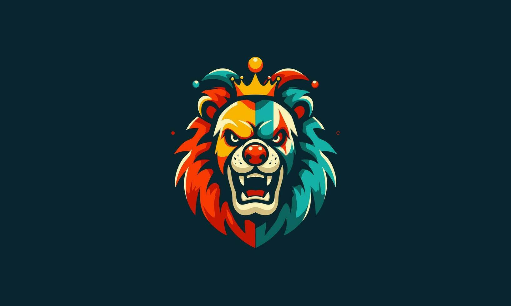 cabeza león payaso vector ilustración mascota diseño